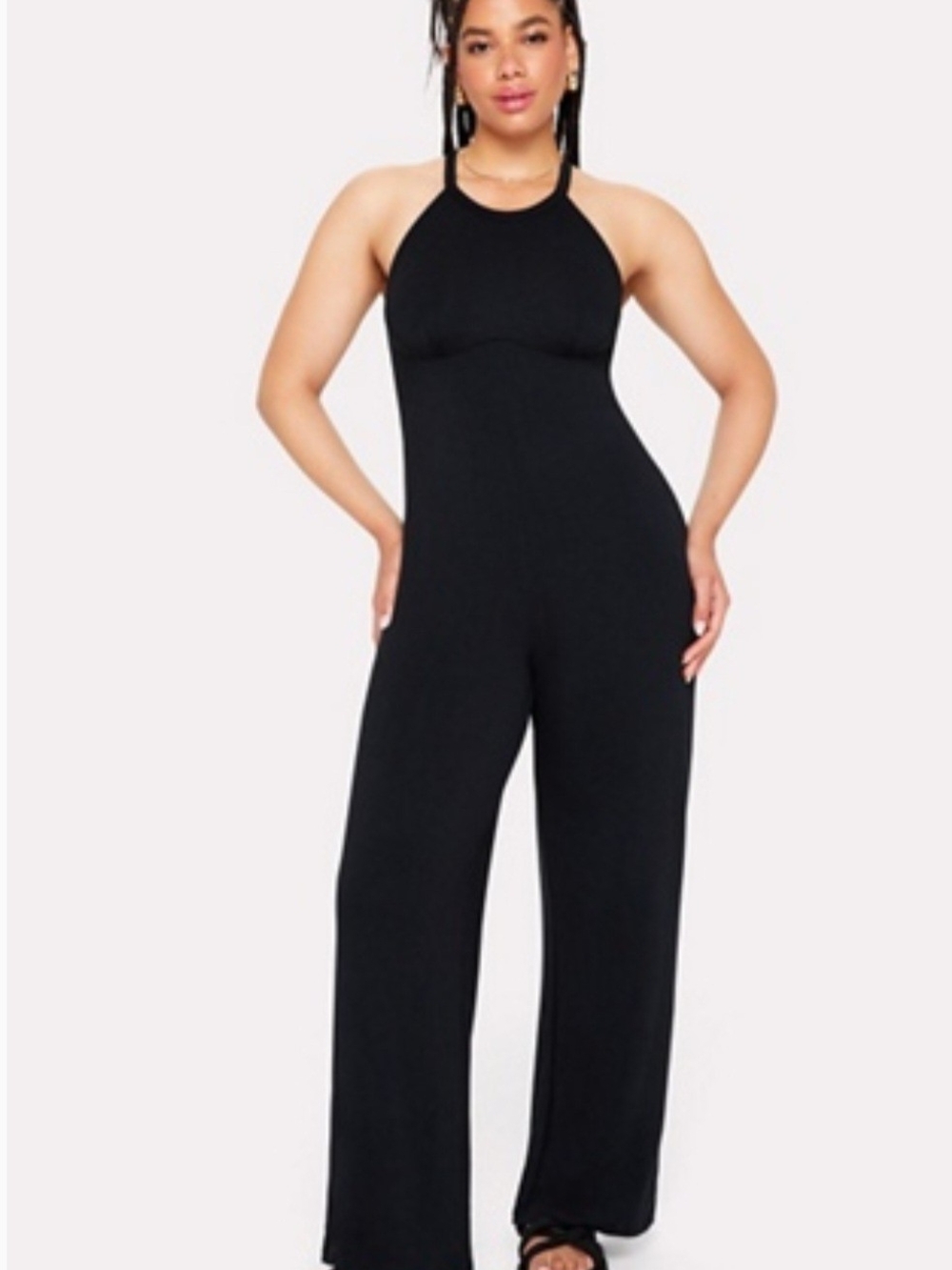 Yitty Smooth As Hell Black Mock Halter Neck Wide-Leg Jumpsuit - Women NWT 3X